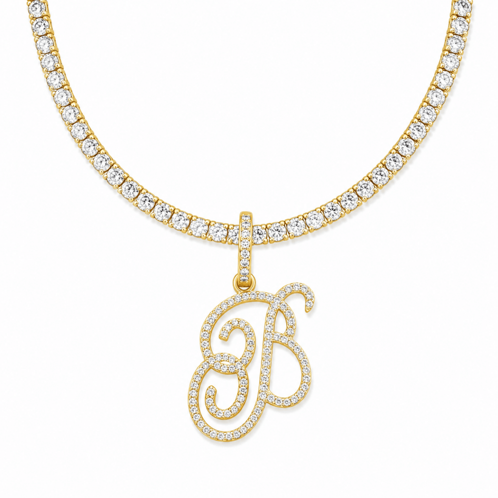 ÉCLAT INITIAL TENNIS NECLACE | GOLD - ÉCLAT MARBELLA
